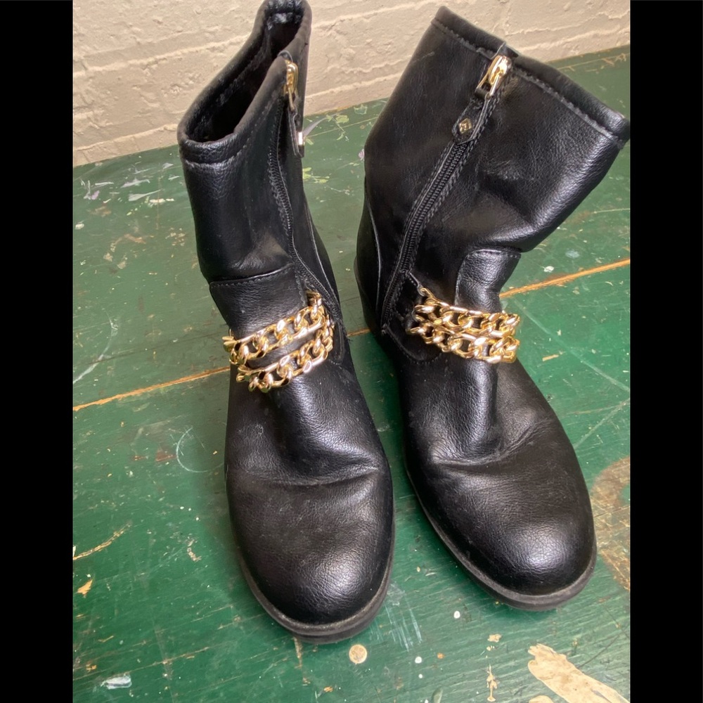 Black- Gold chain embellished boot size 10